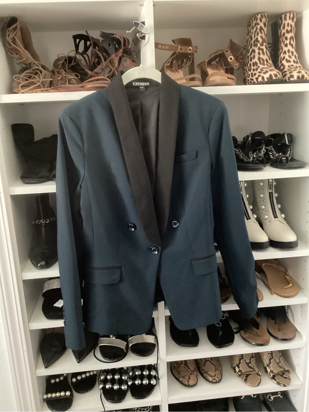 Express Navy Blazer with Black Shawl Collar